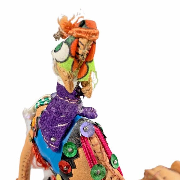 Vintage Arabian Dromedary Set of 3 Camels & Riders Hand Stitched Leather - Picture 6 of 12